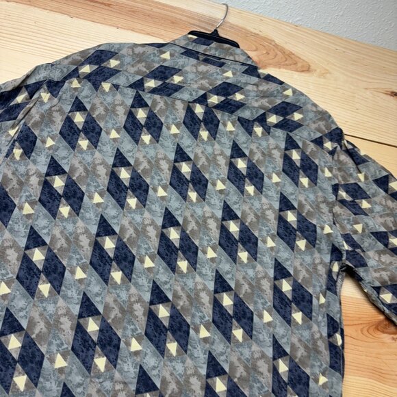 Vintage Rayon Shirt Mens Large Button Up Short Sleeve Geometric Croft & Barrow - Picture 10 of 11